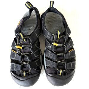KEEN Newport H2 Sandal 1001907 Men's Black Yellow Fabric Size 9.5